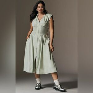 NWT Size 1X - Anthropologie The Tommie Cotton Zip-Front Midi Dress (NWT US$ 170)